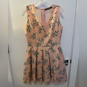 Blush pink sleeveless fit-and-flare dress